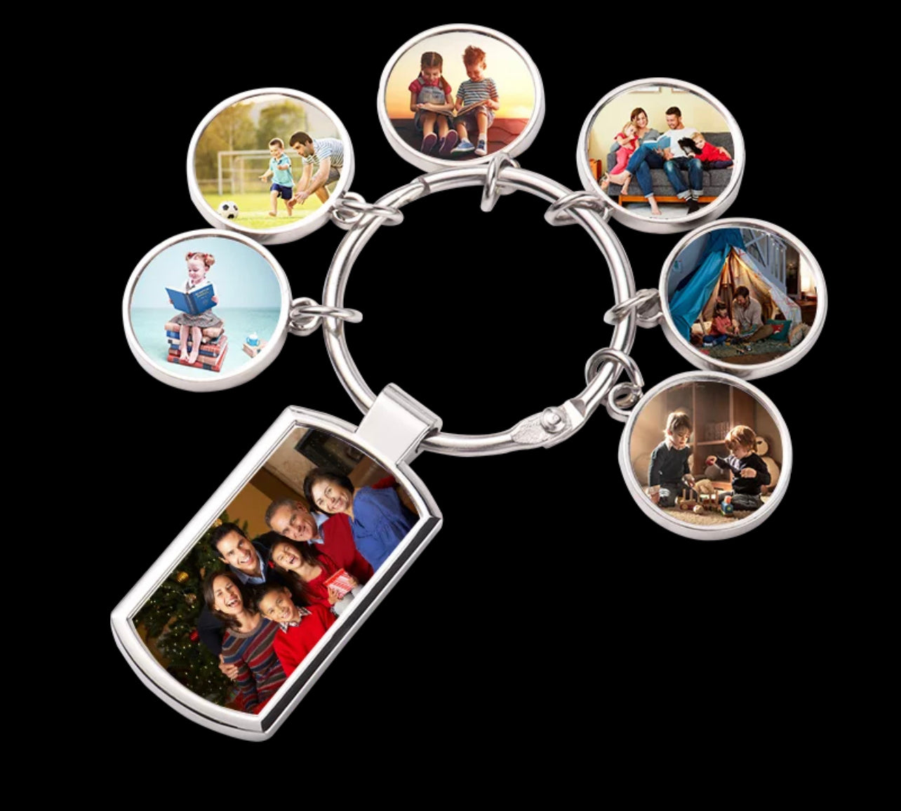 Custom Metal Dog tag Keychain with charms