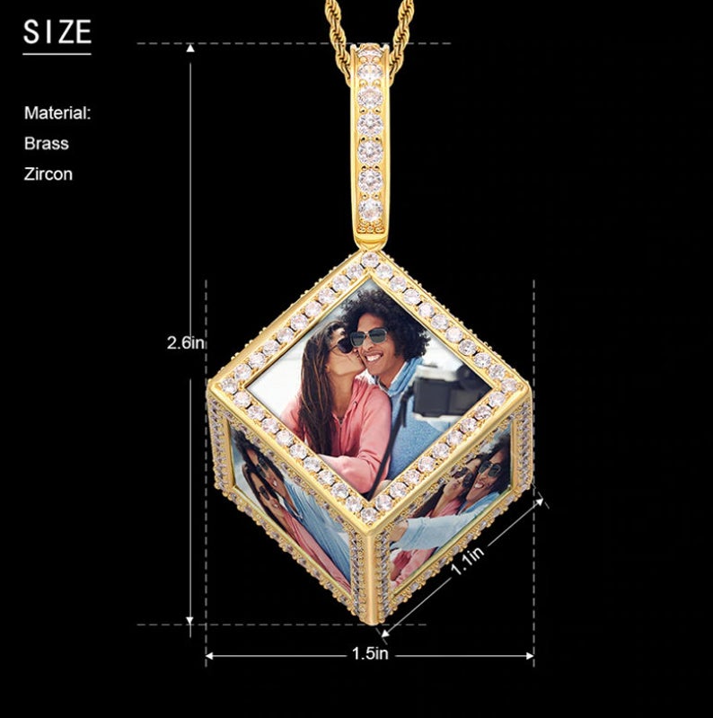 Photo Bling Cube Necklace