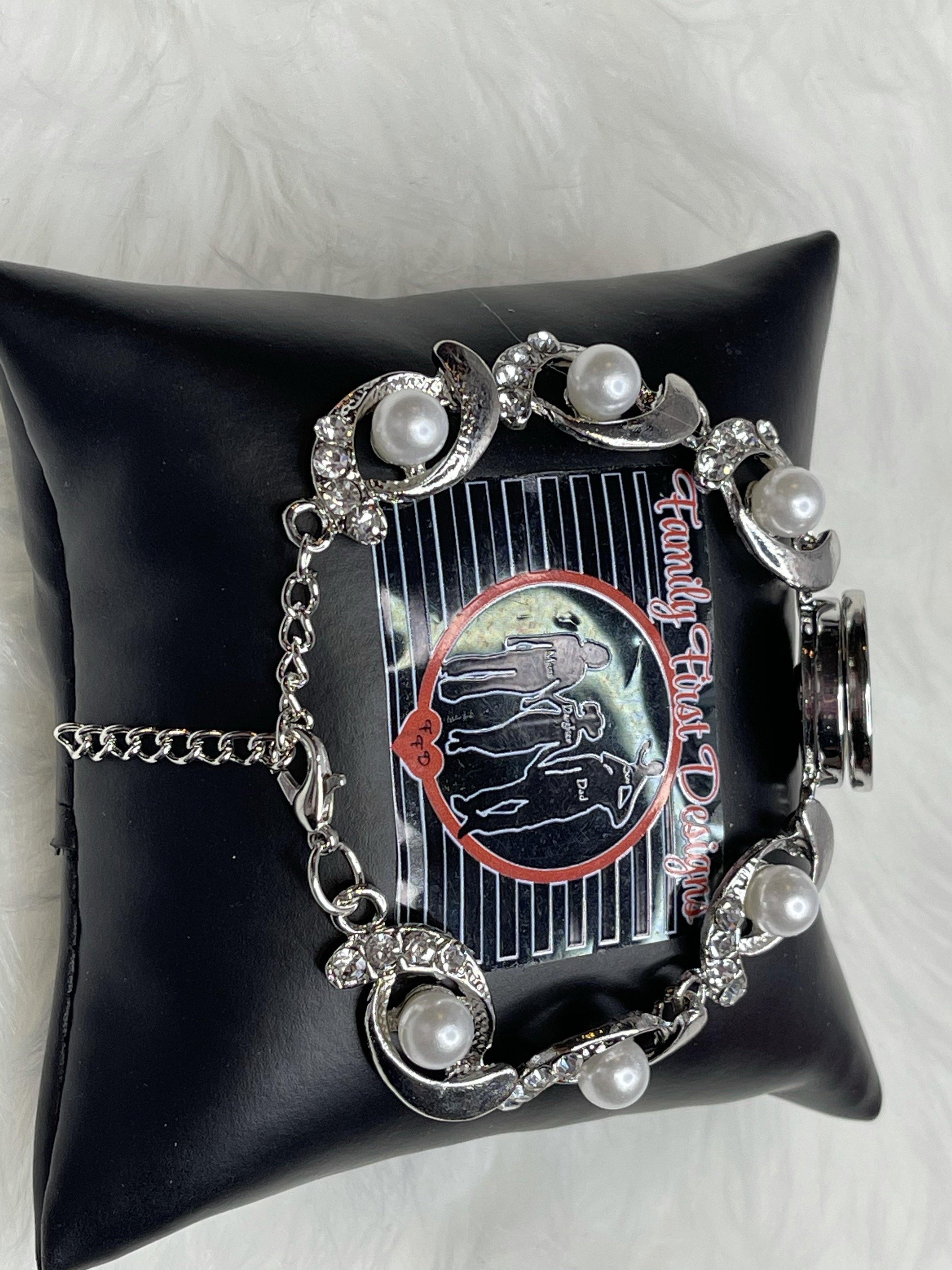 Custom Bling Pearl Snap Bracelet - Family First Designs LLC