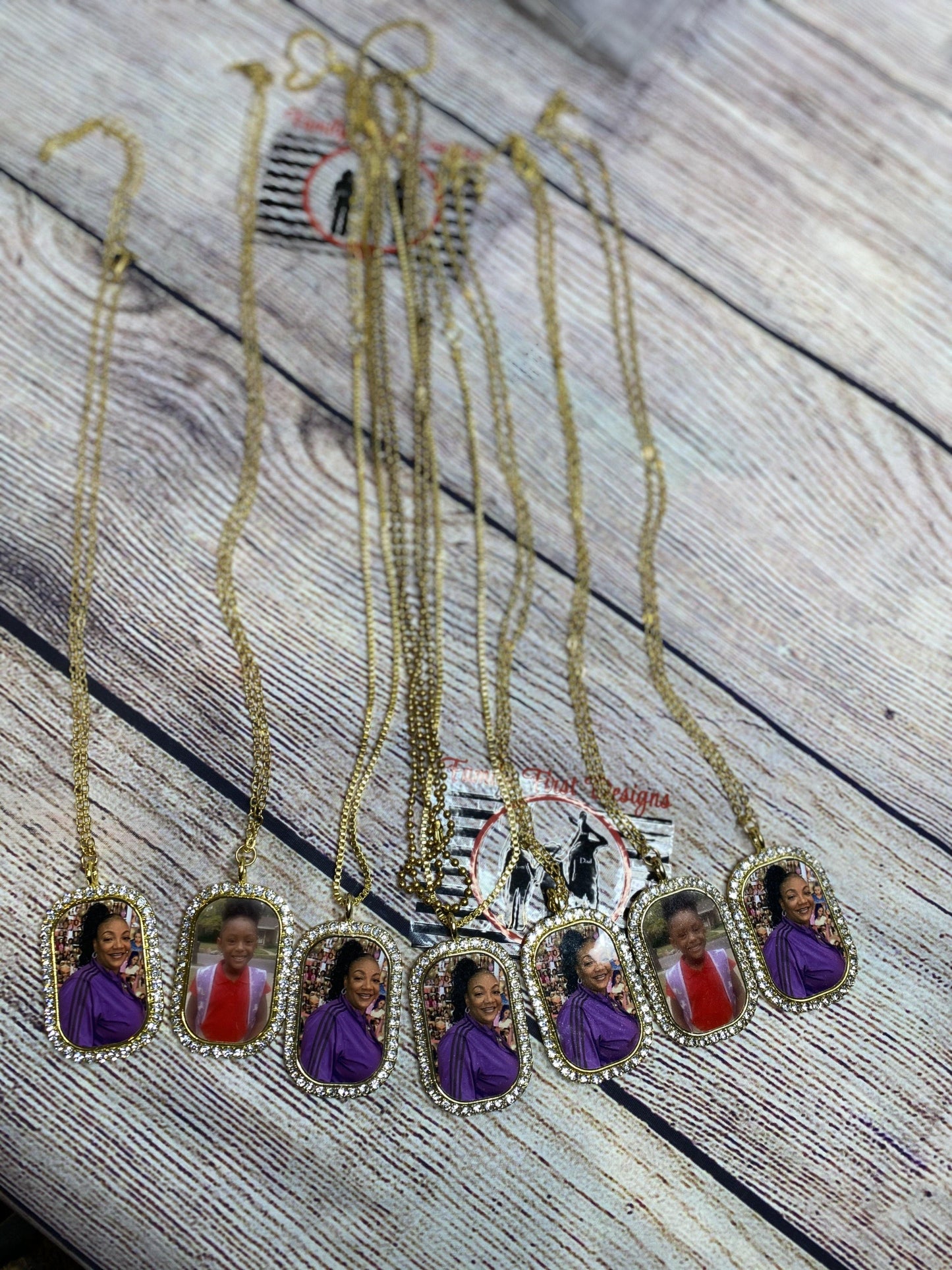 Rhinestone Photo Dog Tag Necklace - Family First Designs LLC