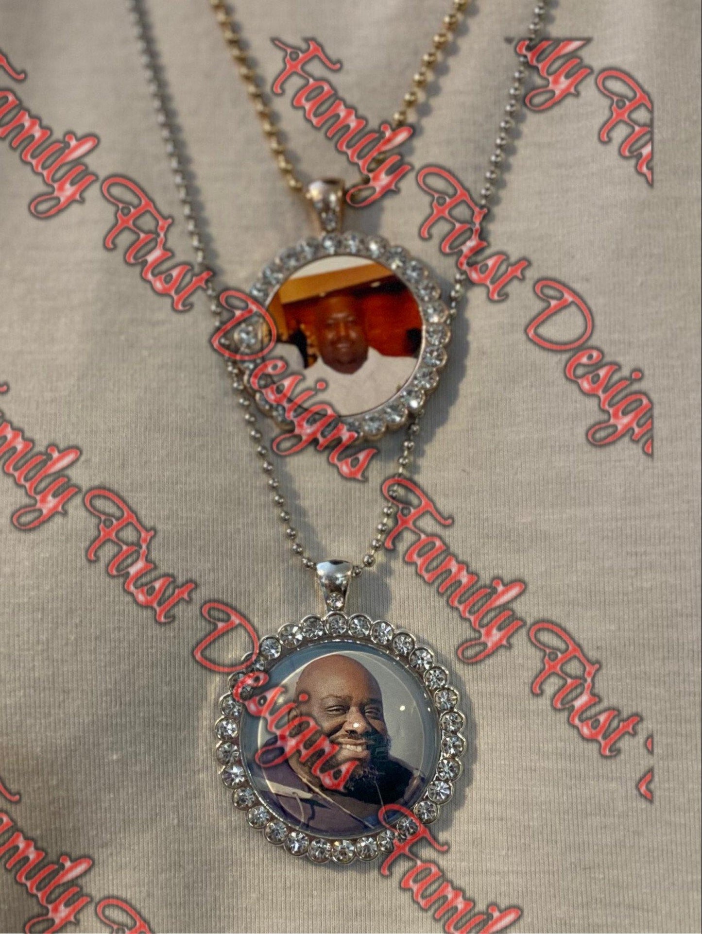 Round Bling Photo Dog Tag Necklace - Family First Designs LLC