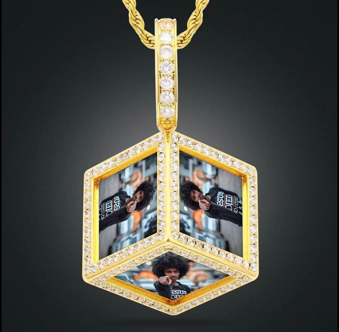 Photo Bling Cube Necklace