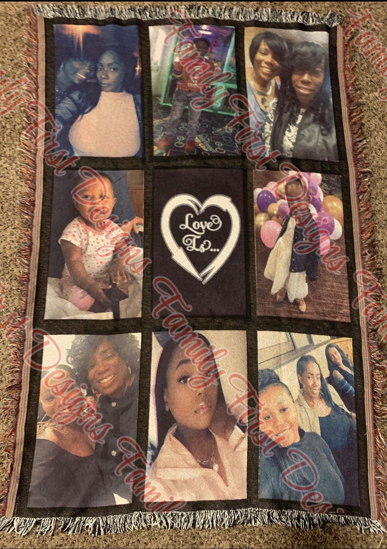 Custom 9 Panel Throw Blanket - Family First Designs LLC