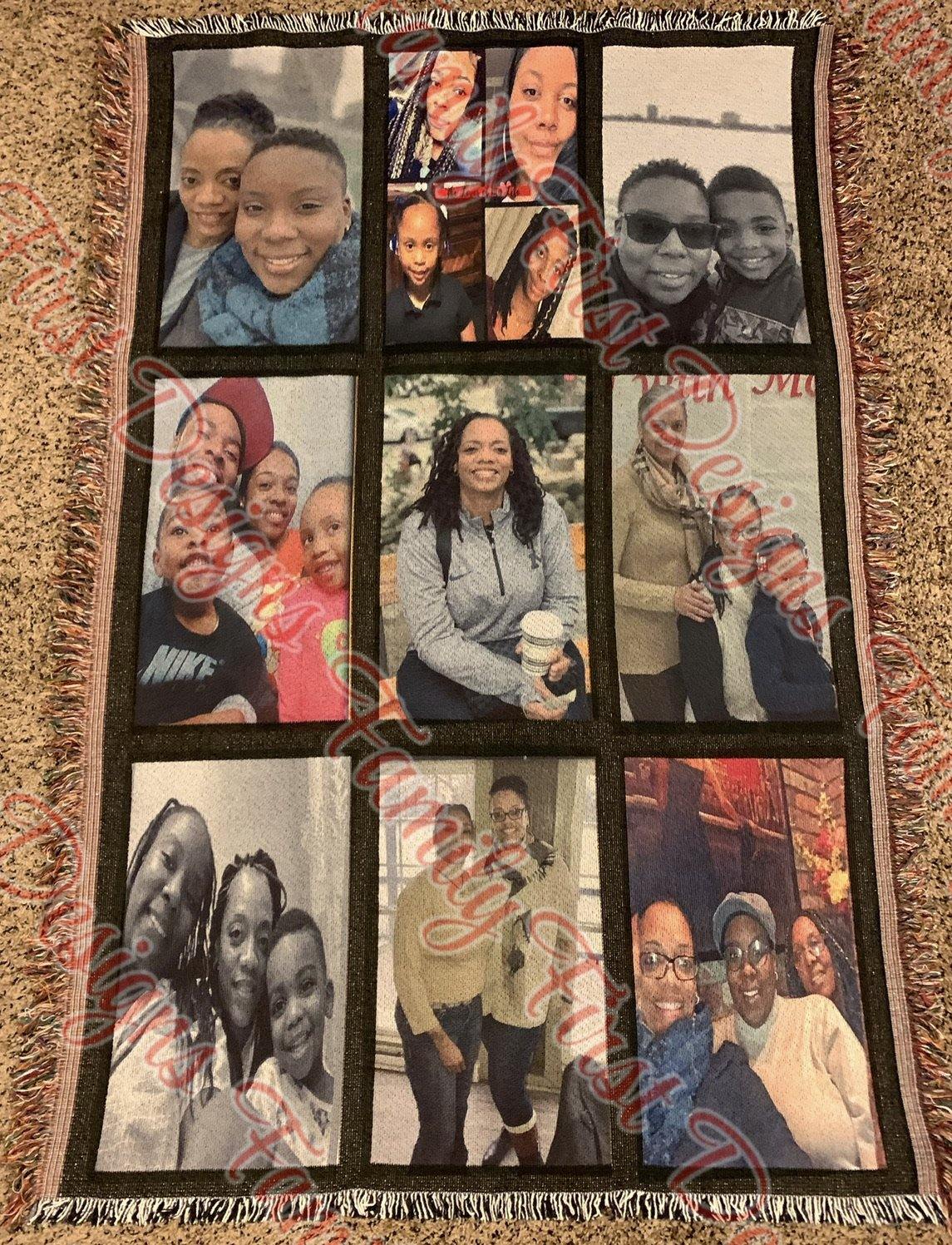 Custom 9 Panel Throw Blanket - Family First Designs LLC