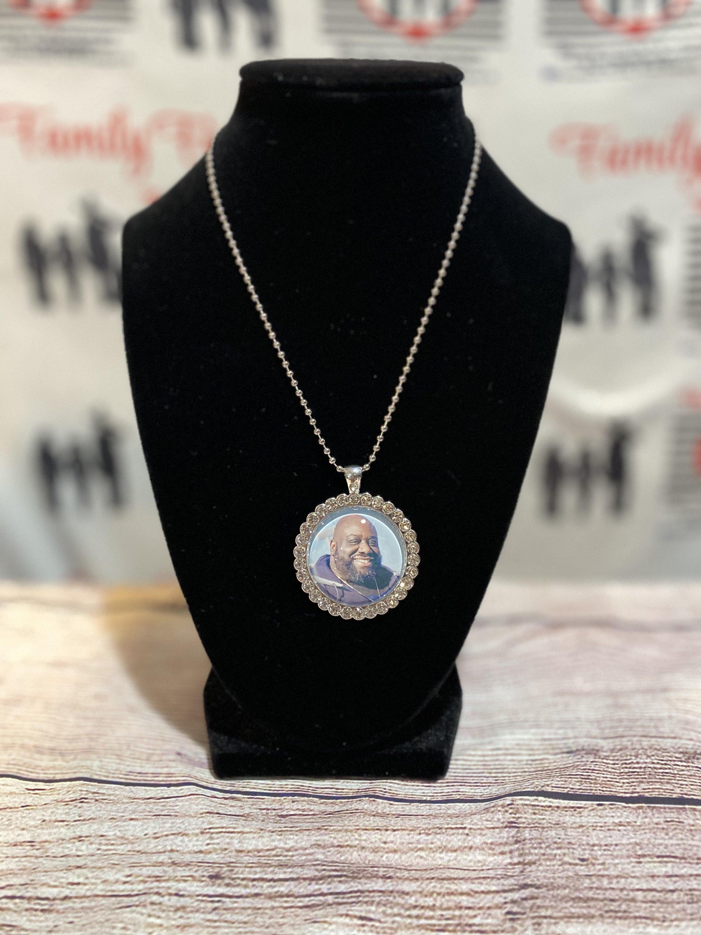 Round Bling Photo Dog Tag Necklace - Family First Designs LLC