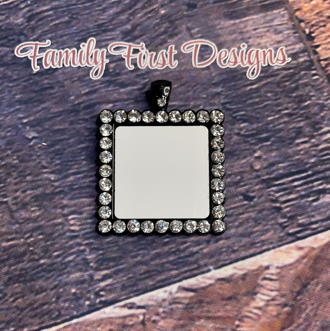 Bling Square Photo Necklace - Family First Designs LLC