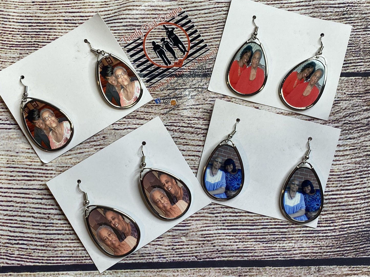 Silver Dangle Photo Earrings - Family First Designs LLC