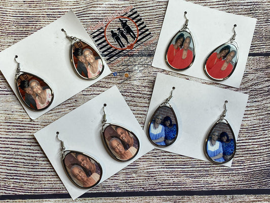 Silver Dangle Photo Earrings - Family First Designs LLC