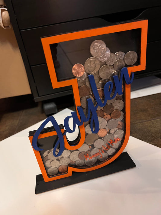 Custom Letter Wood Bank