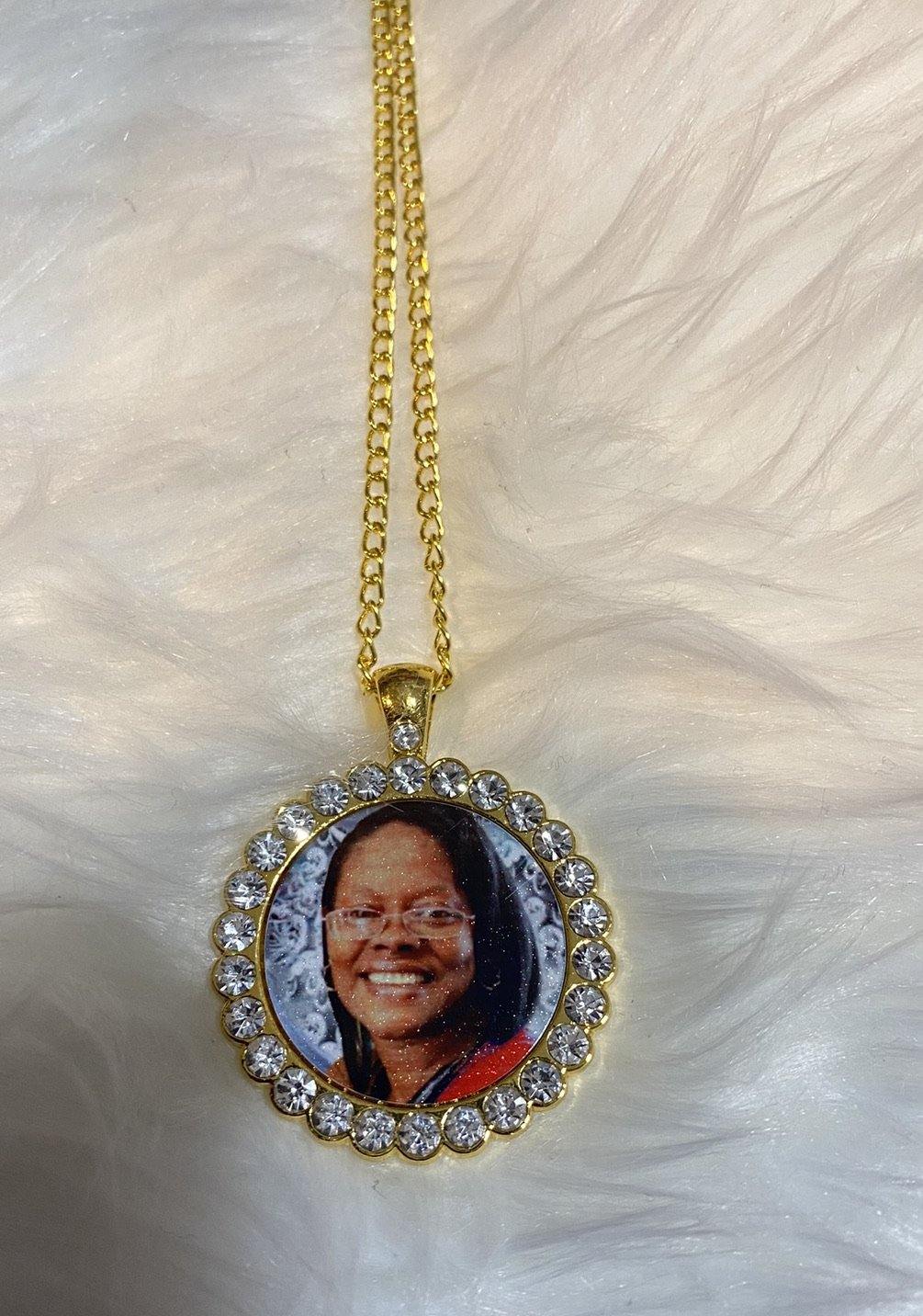 Round Bling Photo Dog Tag Necklace - Family First Designs LLC