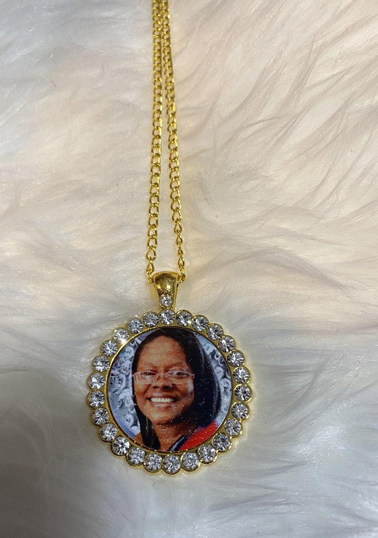 Round Bling Photo Dog Tag Necklace - Family First Designs LLC
