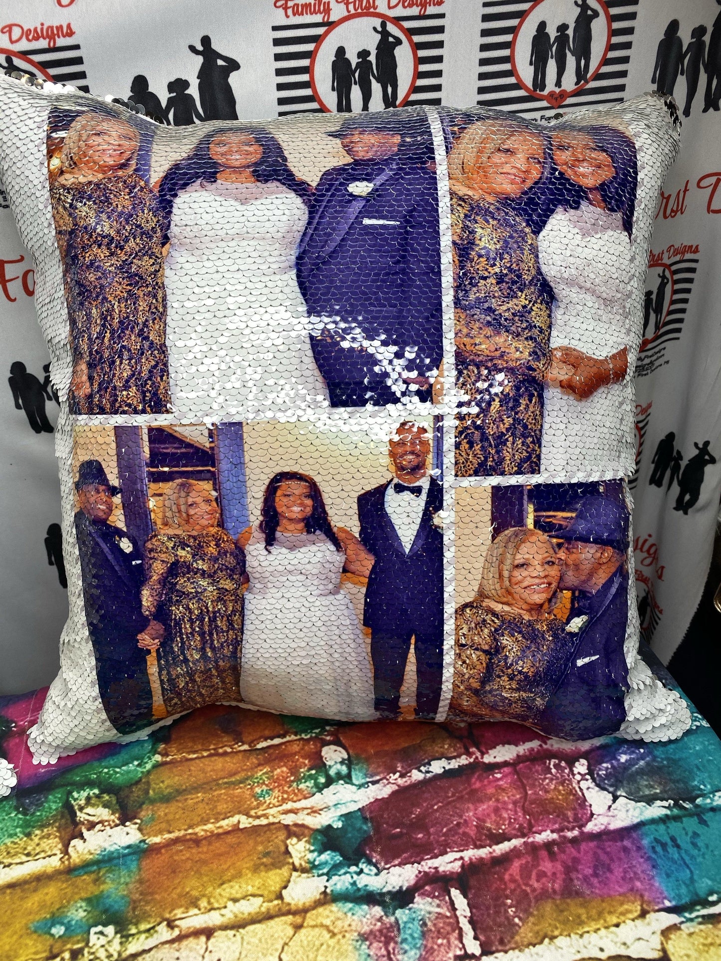 Custom Sequin Pillows - Family First Designs LLC