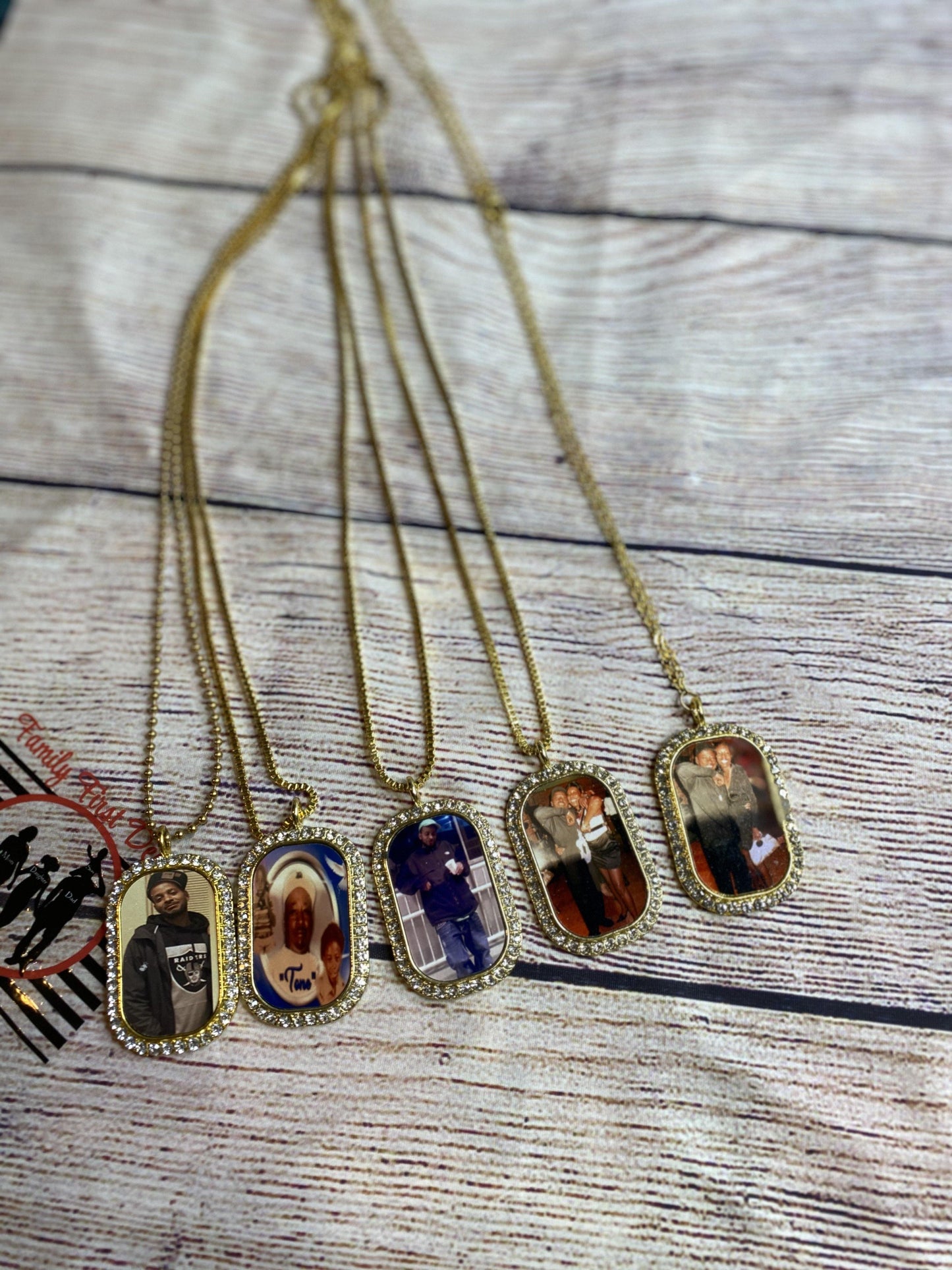Rhinestone Photo Dog Tag Necklace - Family First Designs LLC