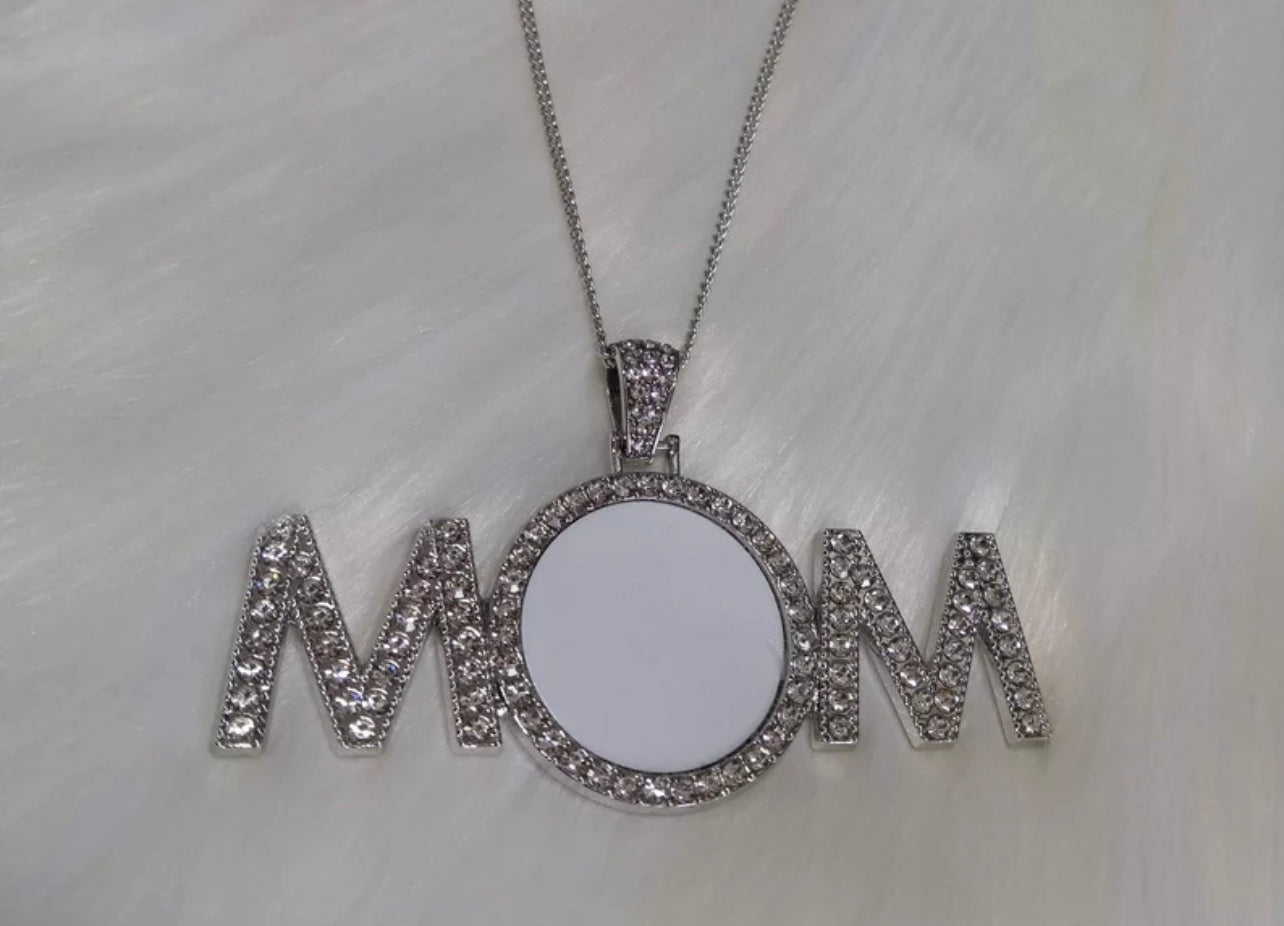 Mom Bling Photo Necklace