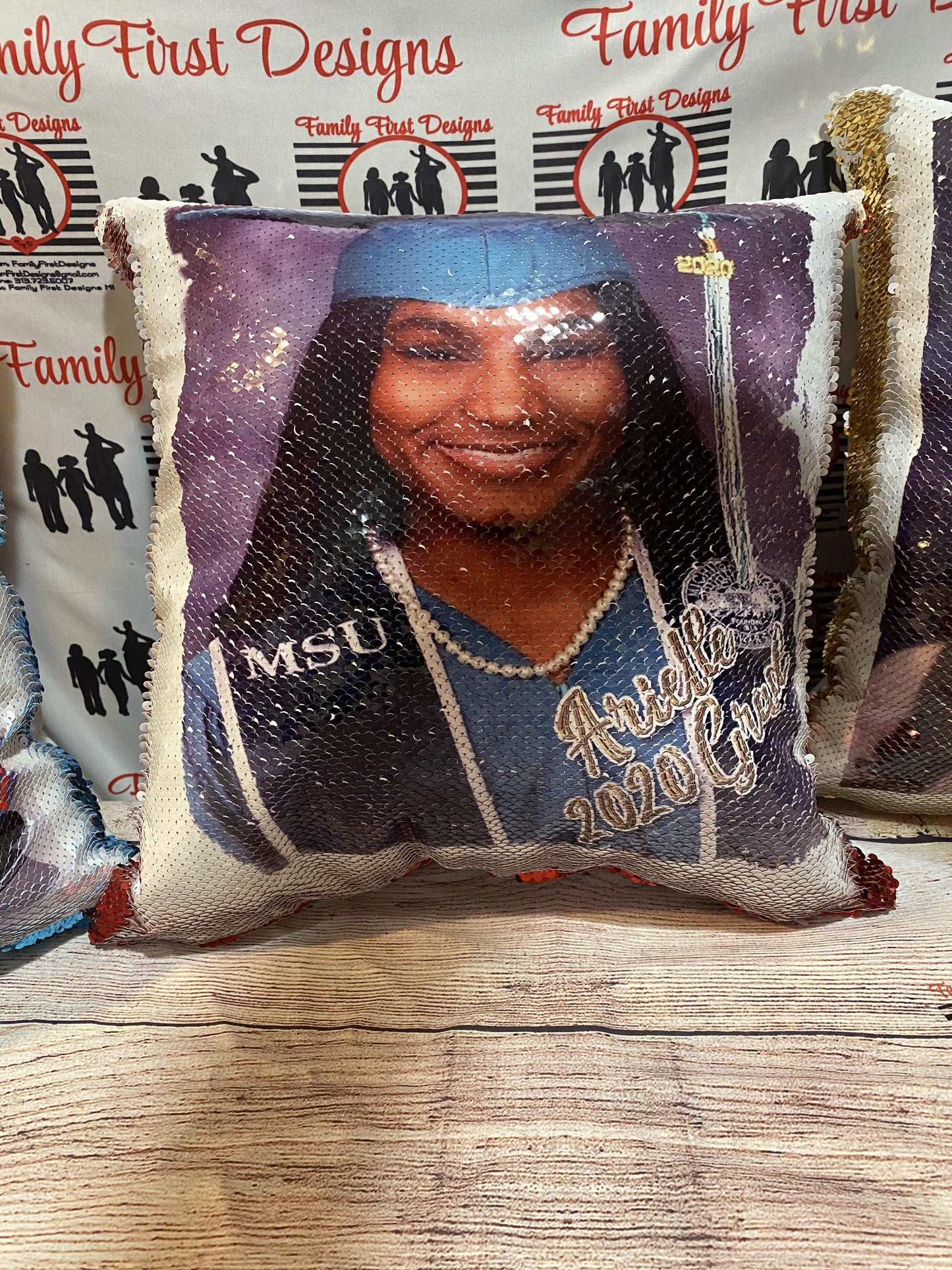 Custom Sequin Pillows - Family First Designs LLC