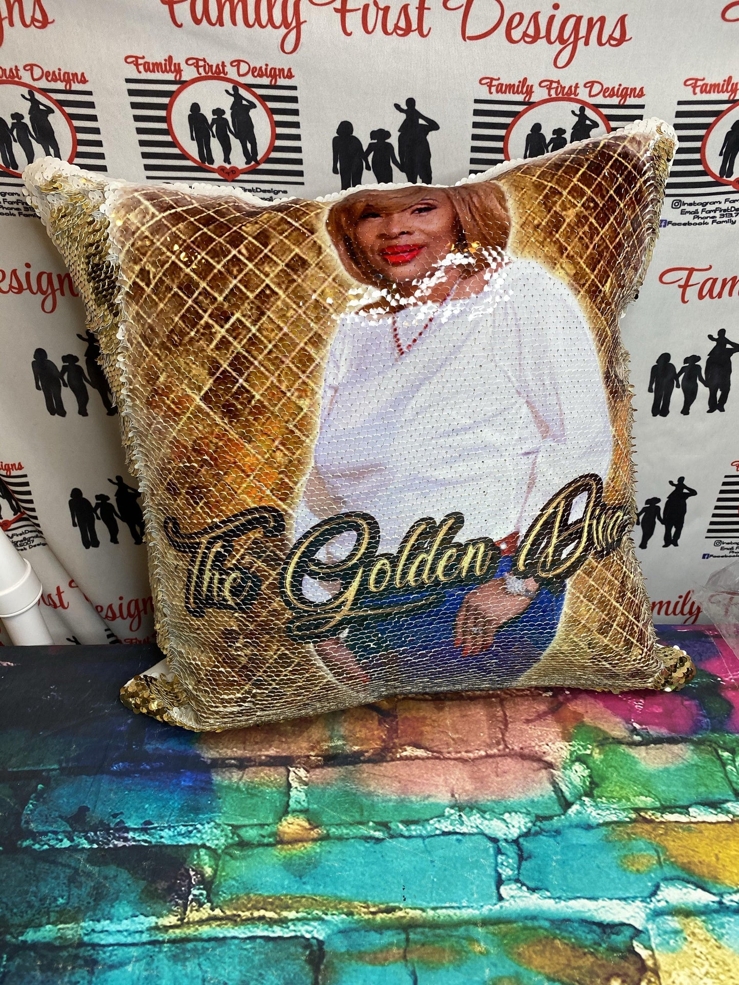 Custom Sequin Pillows - Family First Designs LLC