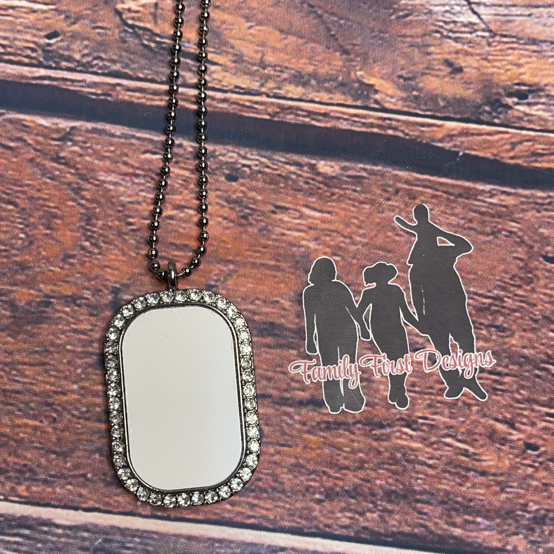 Rhinestone Photo Dog Tag Necklace - Family First Designs LLC