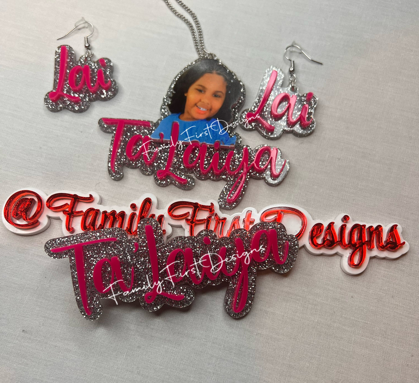 Custom Acrylic Photo Name Jewelry for Kids