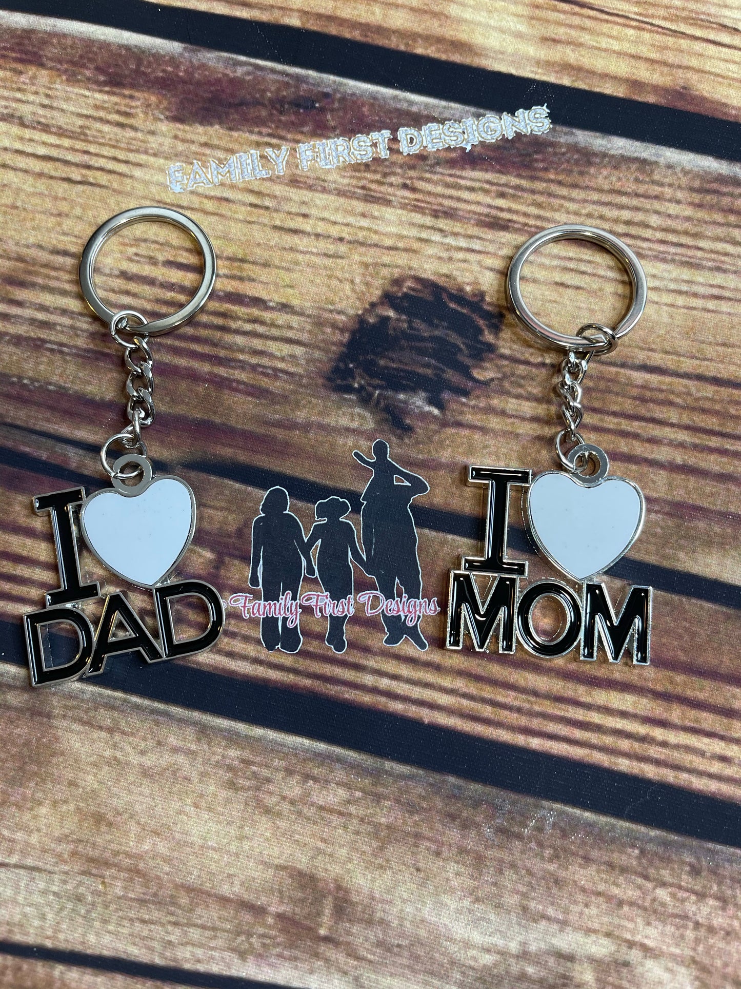 I Love Mom/Dad Photo Keychain