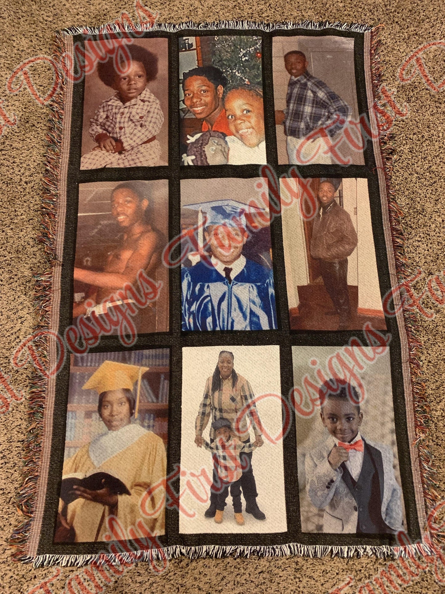 Custom 9 Panel Throw Blanket - Family First Designs LLC