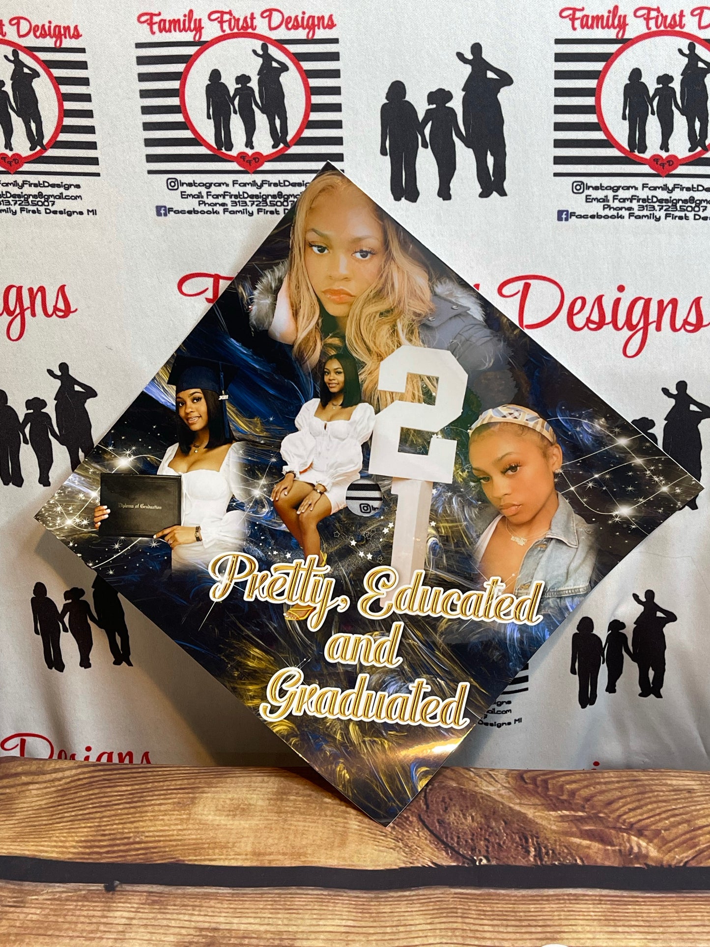 Custom Graduation Cap Topper, moderate detail