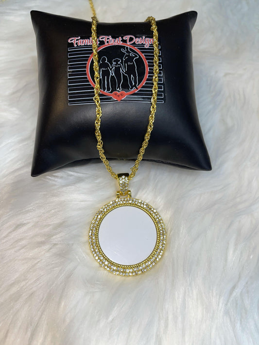 Double Row Bling Photo Medallion Necklace ✨ - Family First Designs LLC