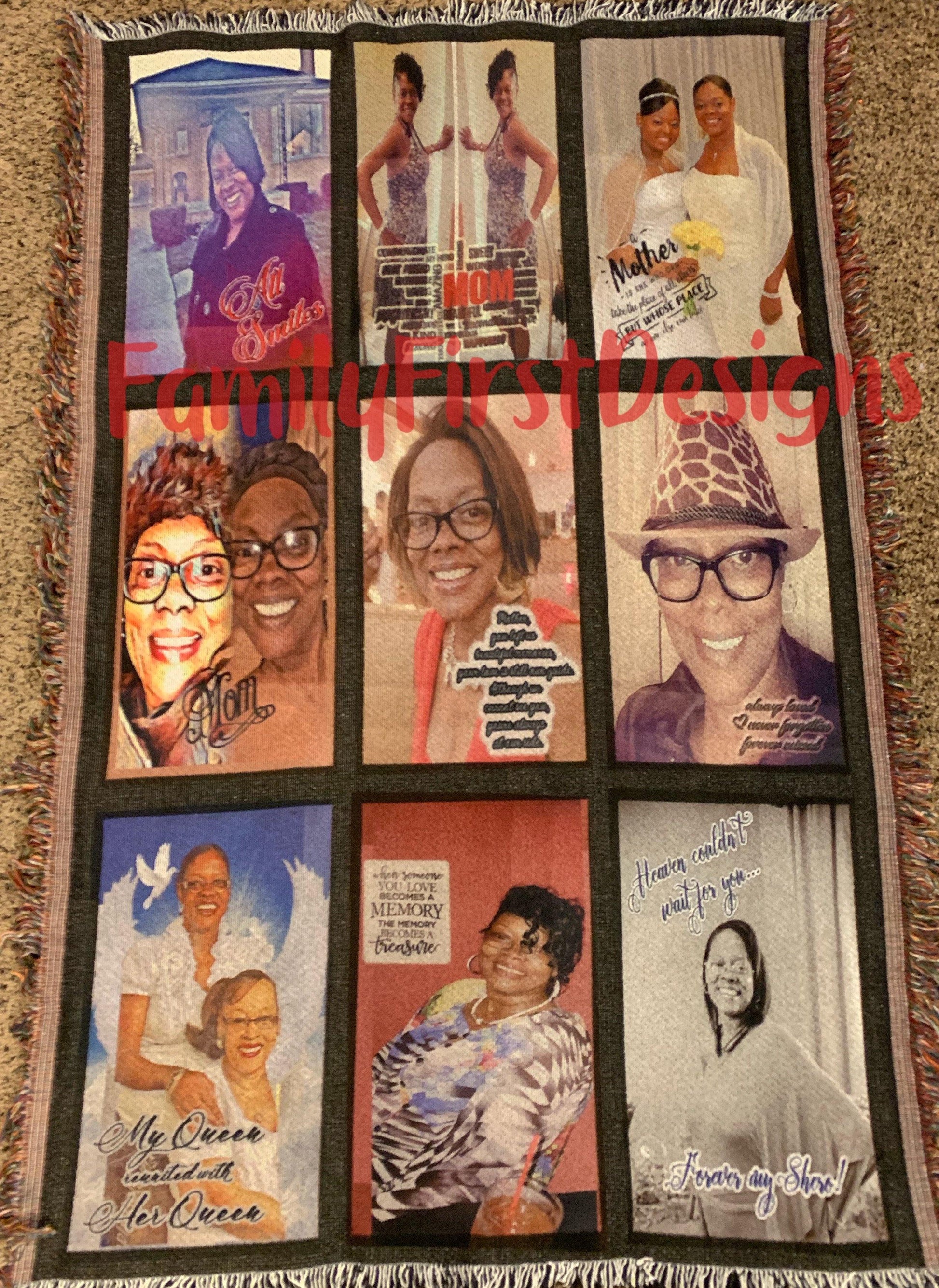 Custom 9 Panel Throw Blanket - Family First Designs LLC