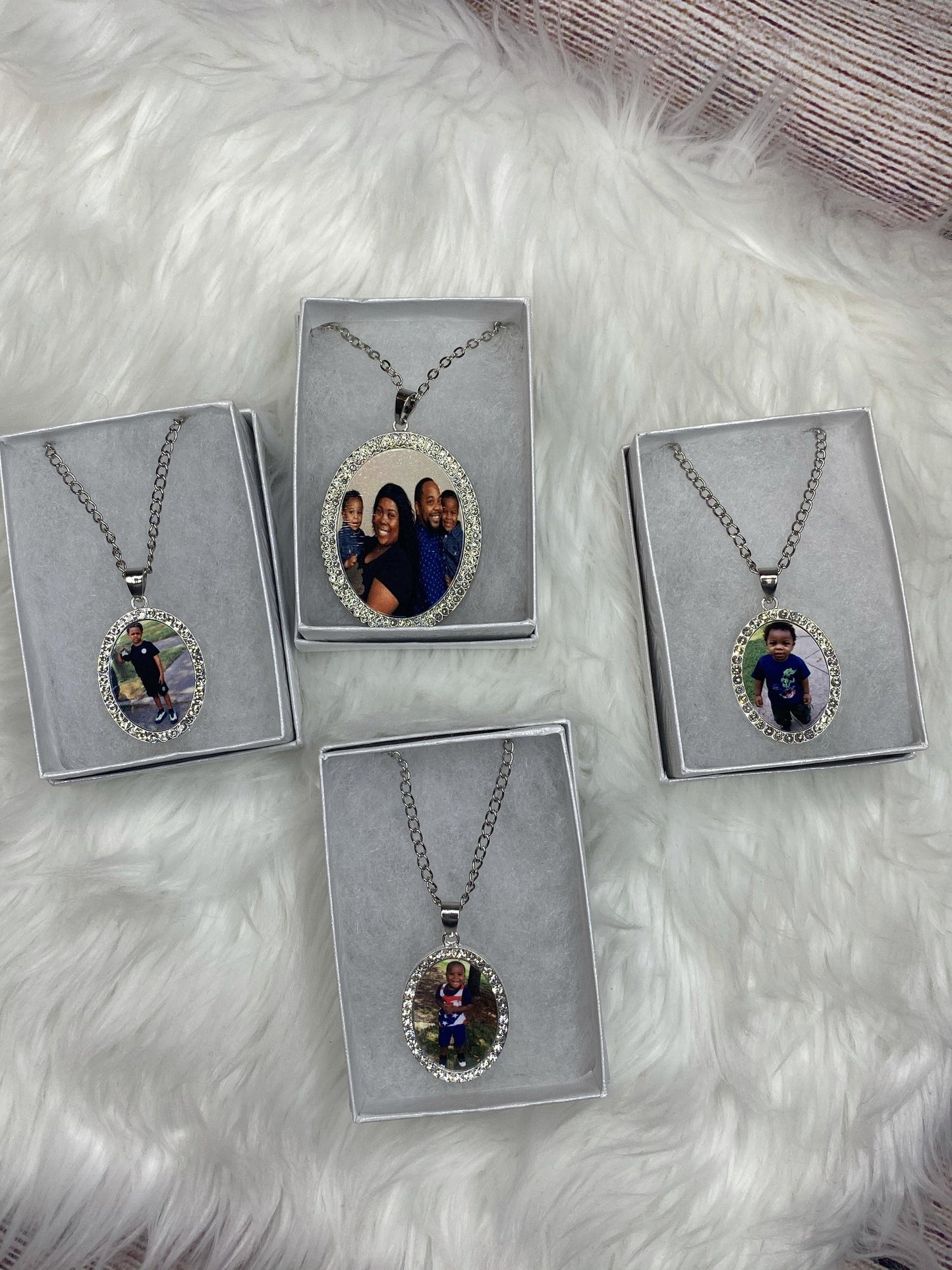 Bling Oval Photo Dog Tag Necklace - Family First Designs LLC