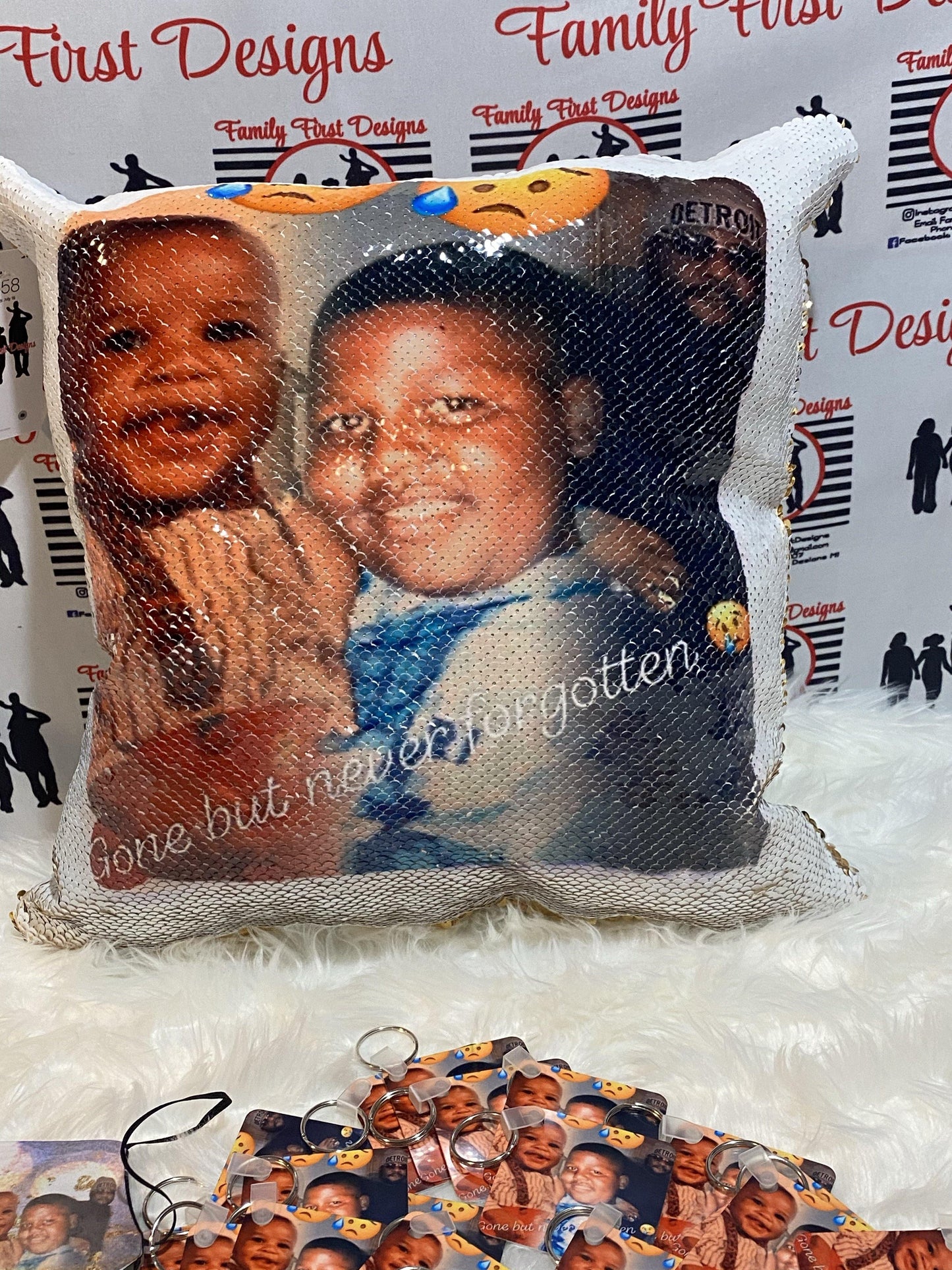 Custom Sequin Pillows - Family First Designs LLC