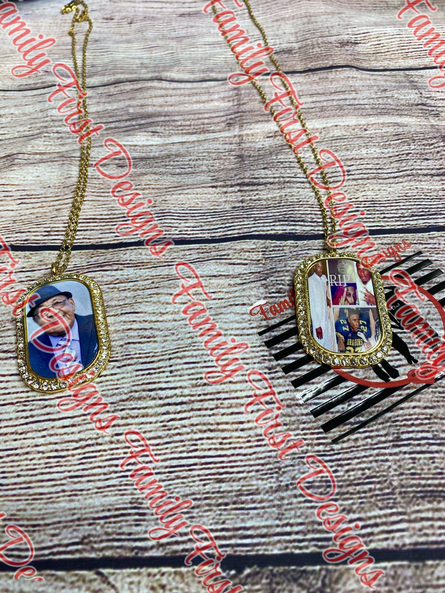 Rhinestone Photo Dog Tag Necklace - Family First Designs LLC