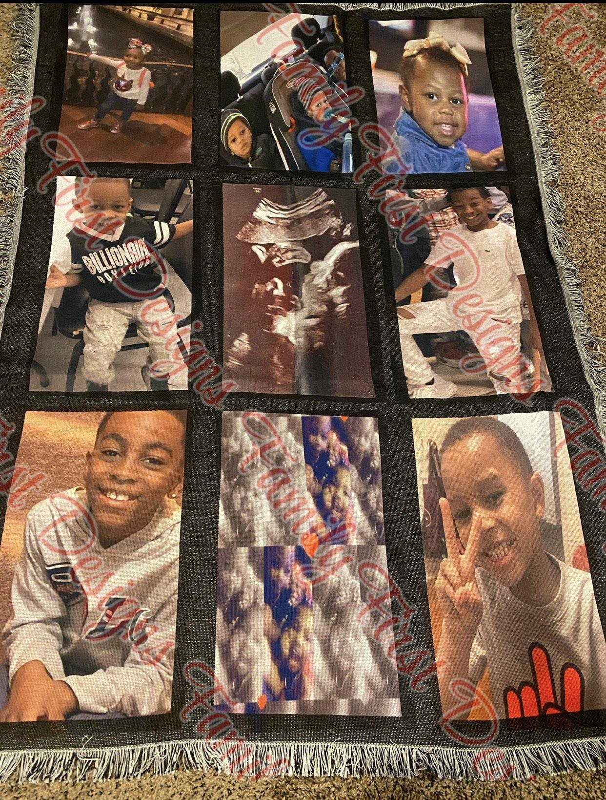 Custom 9 Panel Throw Blanket - Family First Designs LLC