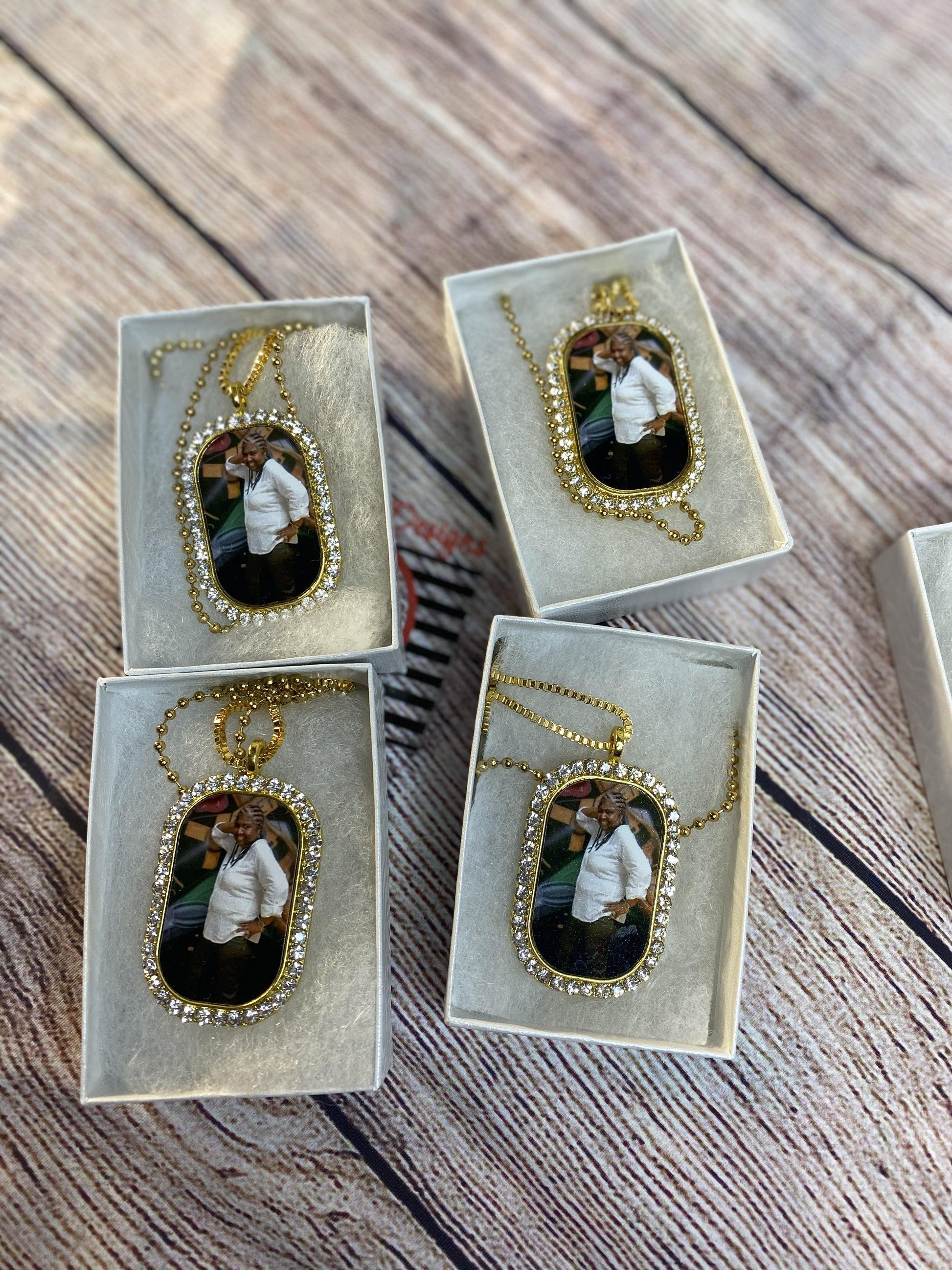 Rhinestone Photo Dog Tag Necklace - Family First Designs LLC