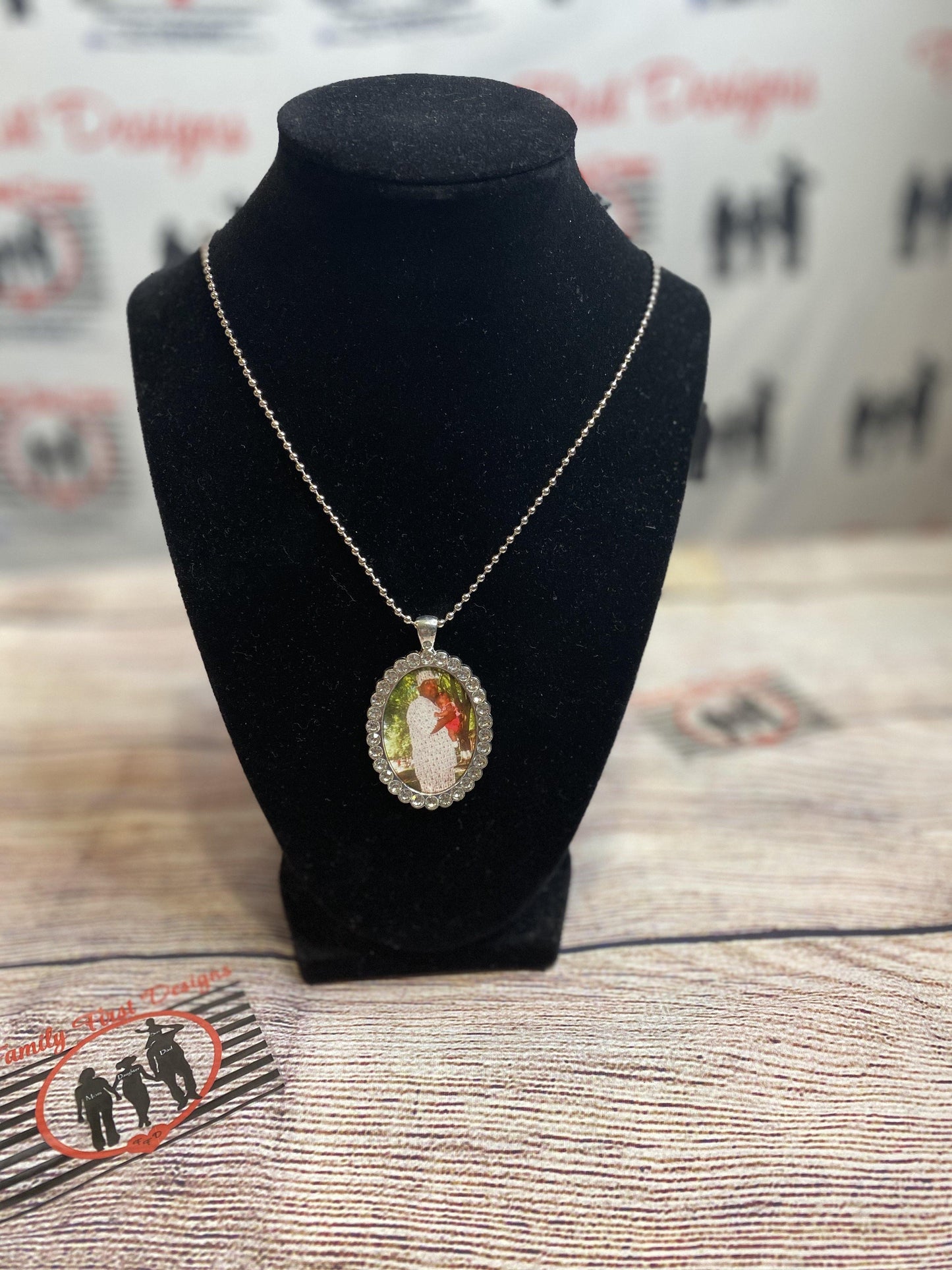 Bling Oval Photo Dog Tag Necklace - Family First Designs LLC