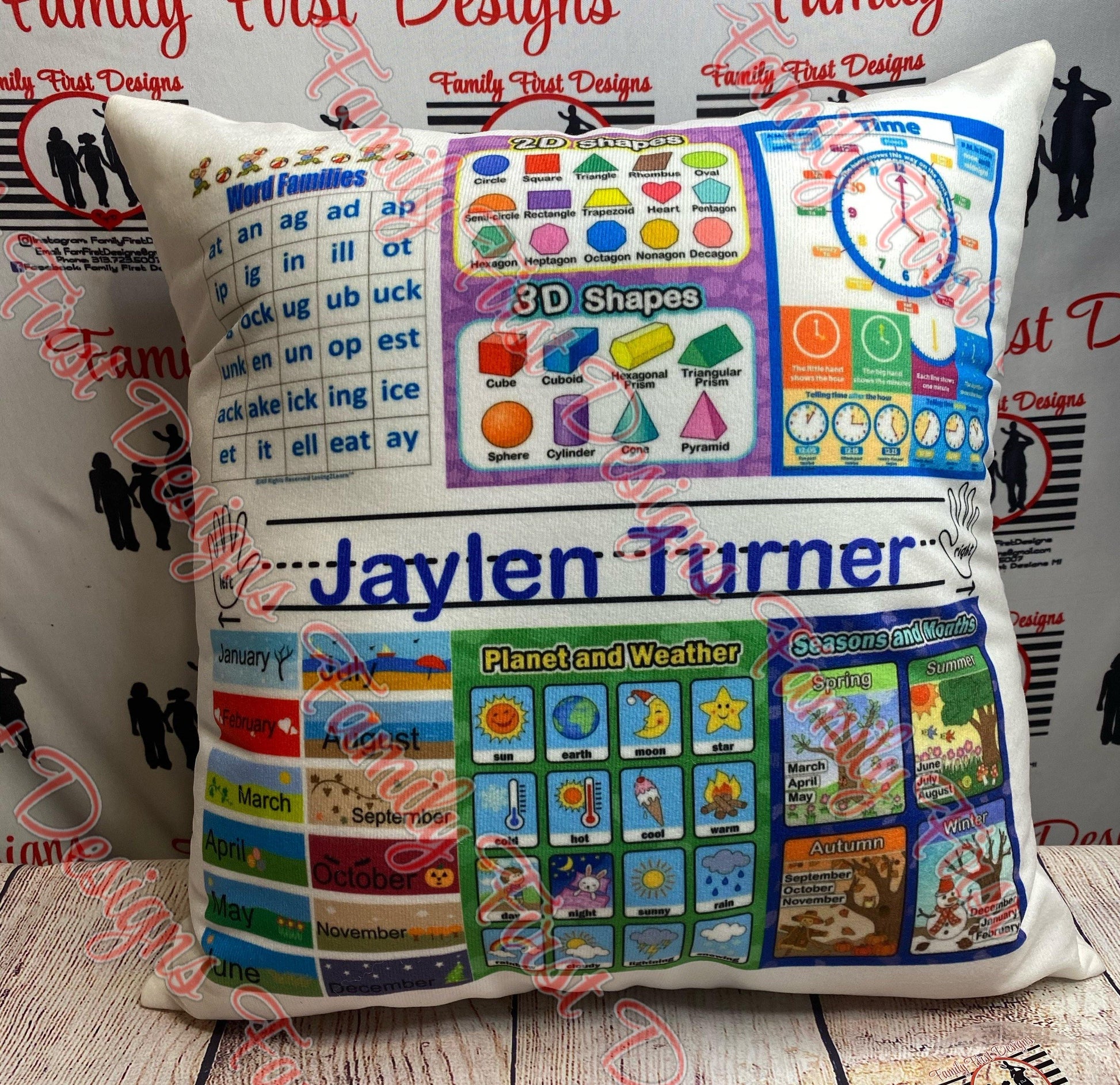 Custom Learning Pillow - Family First Designs LLC