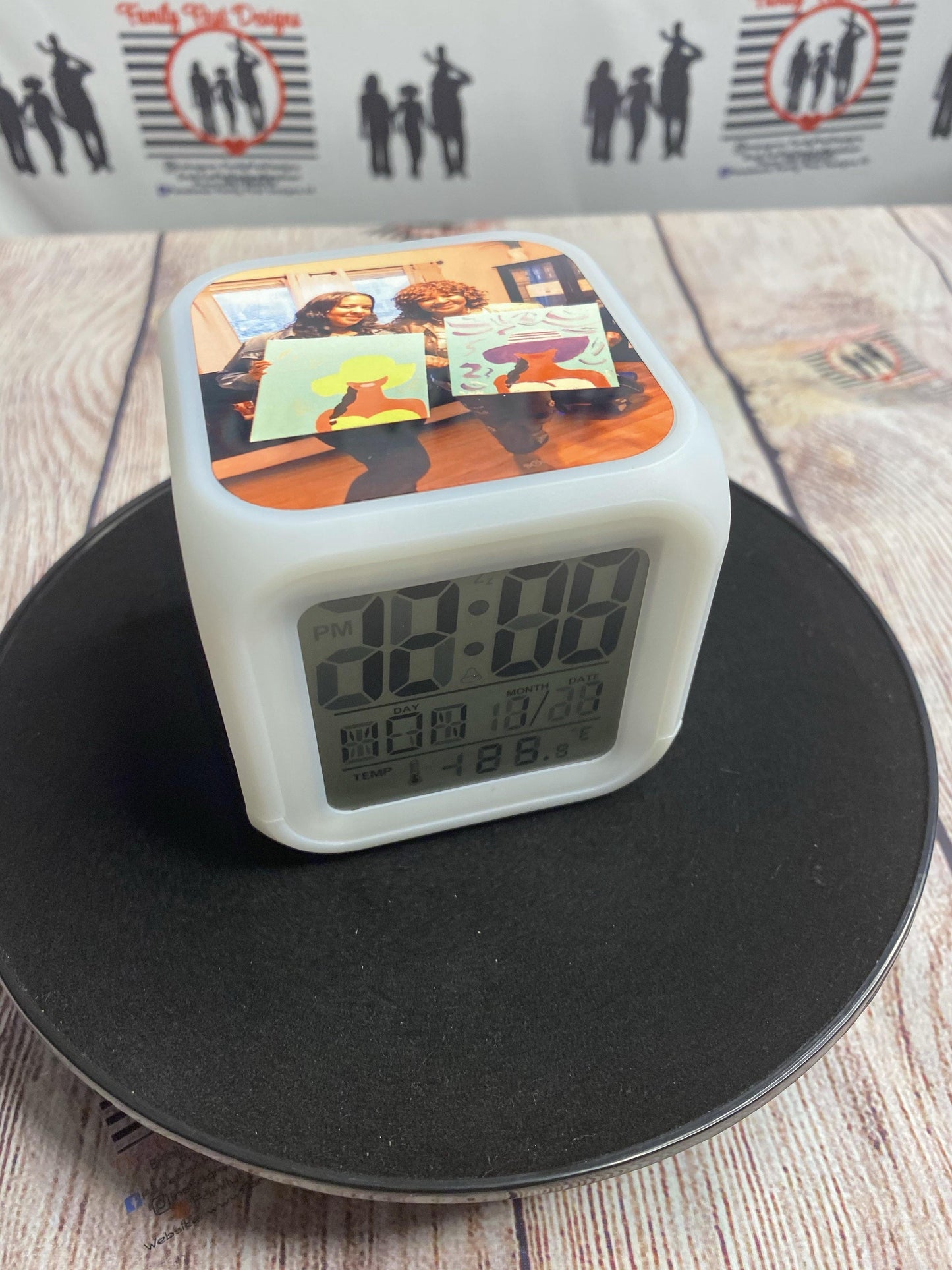 Custom Color Change Photo Alarm Clock - Family First Designs LLC