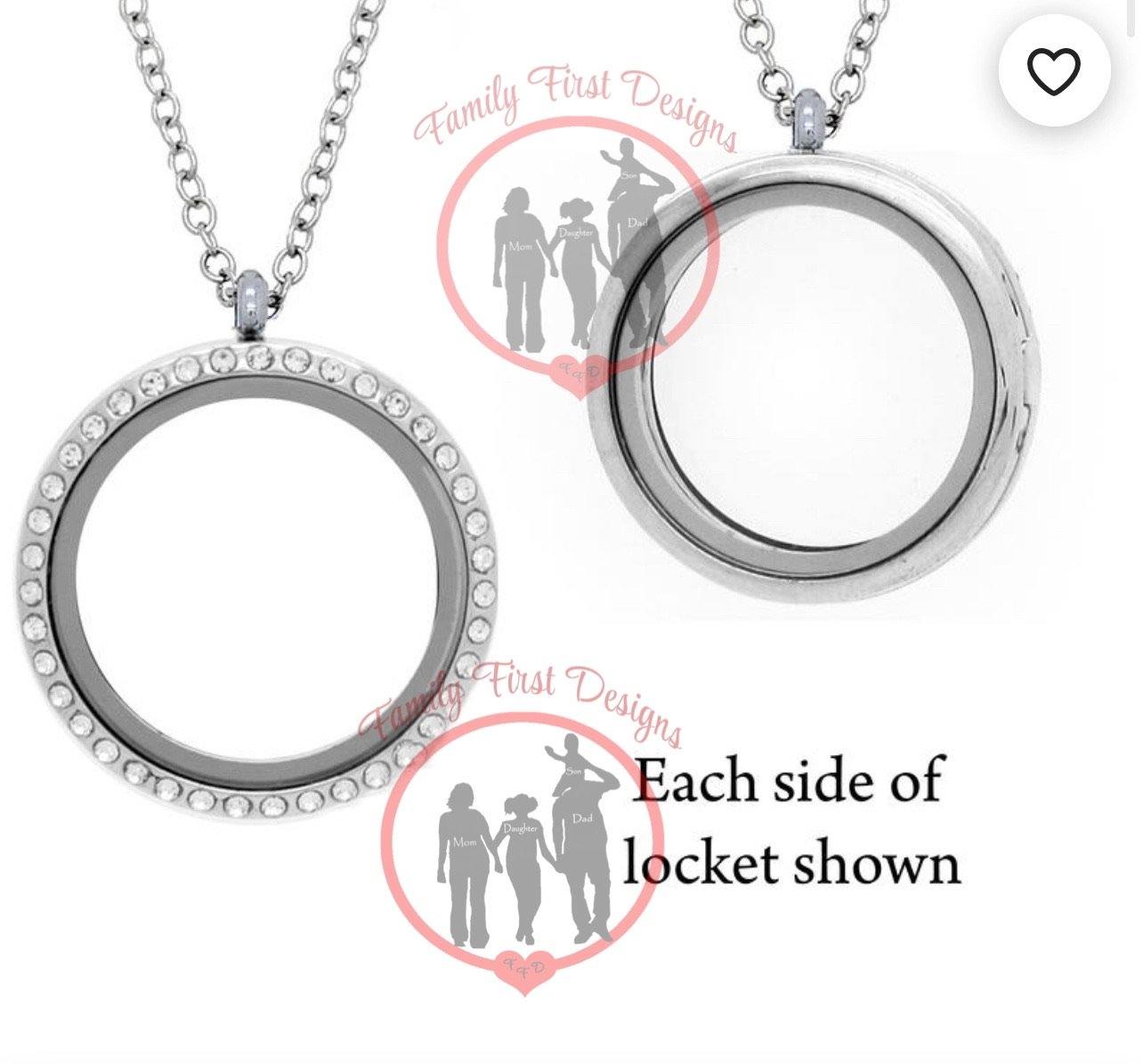 Photo Floating Glass Locket With Crystals - Family First Designs LLC