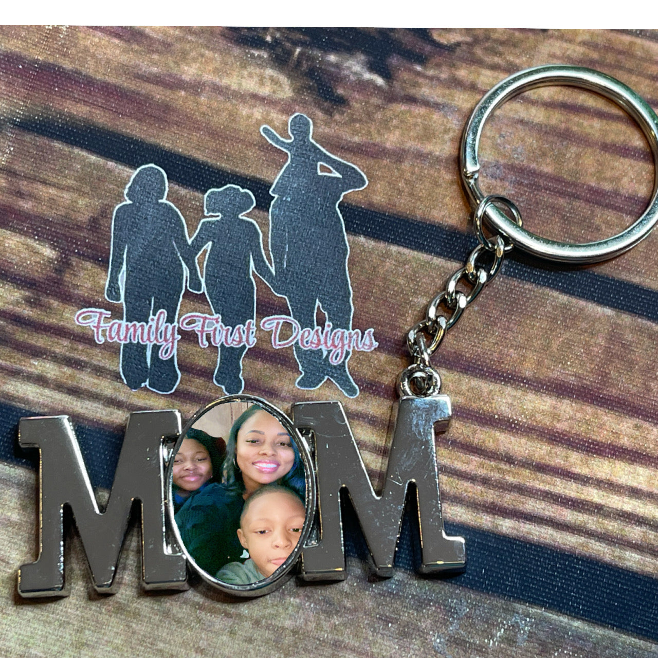 Mom Photo Metal Keychain